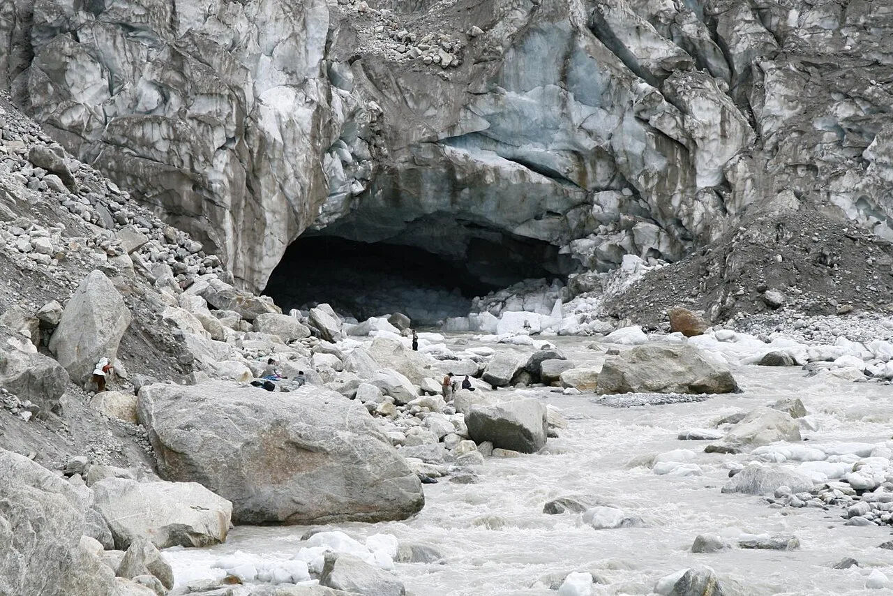 High-altitude glacier and alpine terrain
